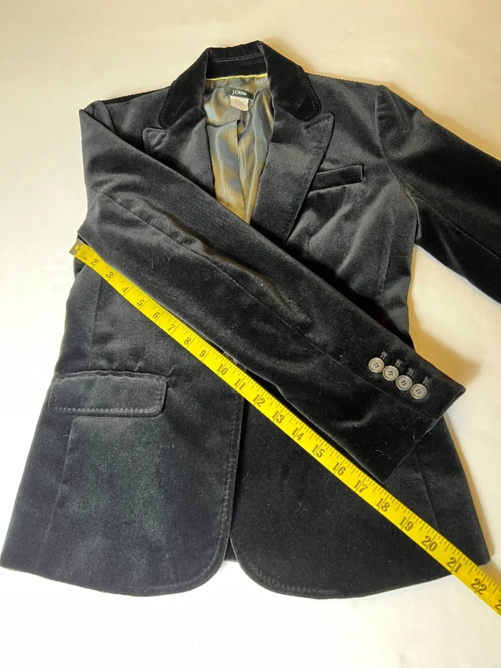J. Crew Single Button Black Velvet Equestrian Style Blazer